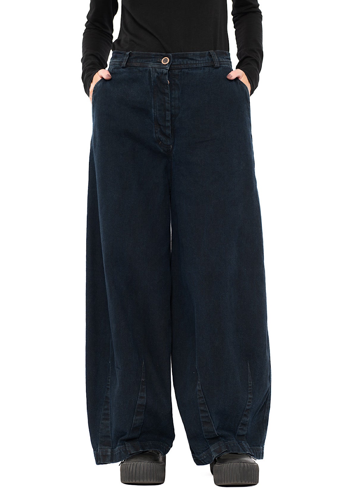GARMENT-DYED DENIM WIDE LEG TROUSER