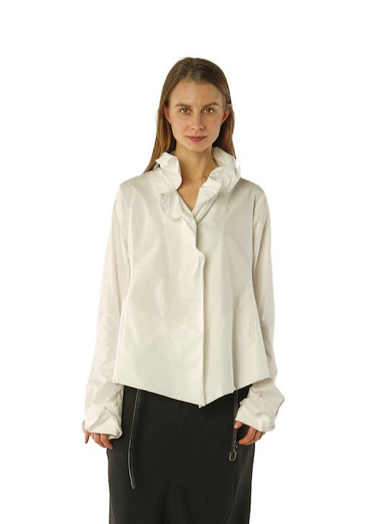 WIRED RUFFLE COTTON SHIRT *BLACK* (SHOWN IN OFF-WHITE)