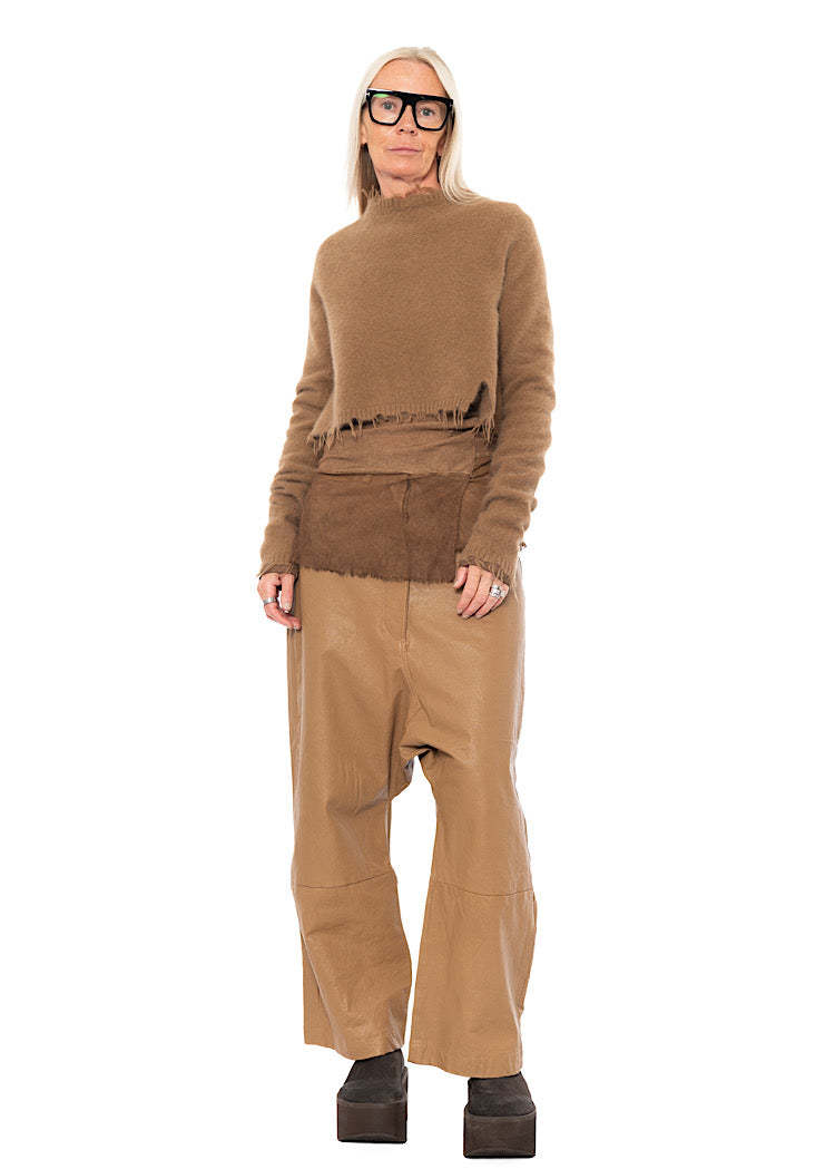 CROPPED FOX WOOL SILK PULLOVER