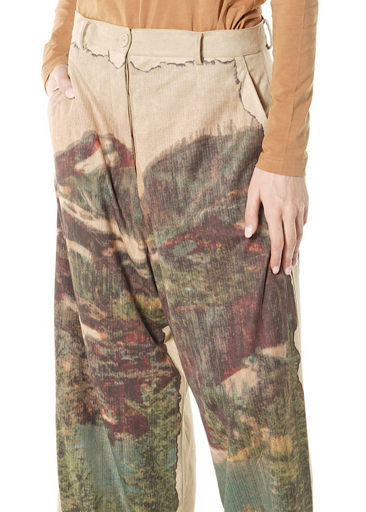 CL WIDE-LEG PRINT FAUX SUEDE TROUSER