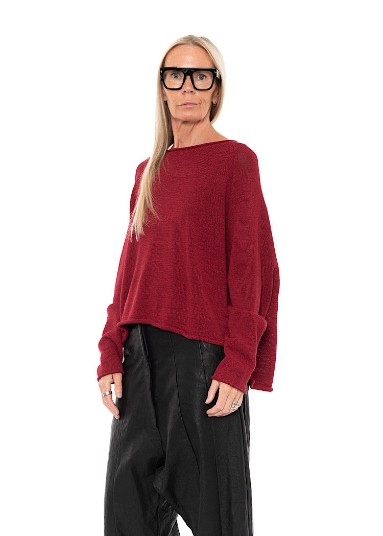 LINEN-BLEND KNITTED PULLOVER