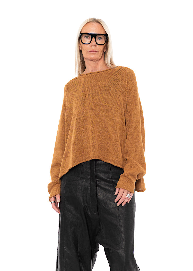LINEN-BLEND KNITTED PULLOVER