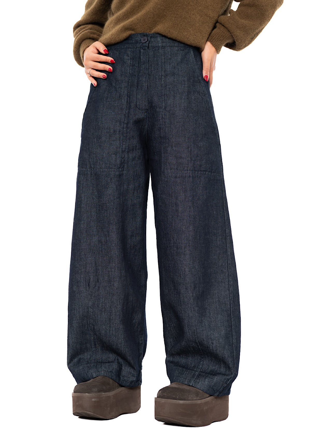 DENIM WIDE-LEG BALLOON TROUSER