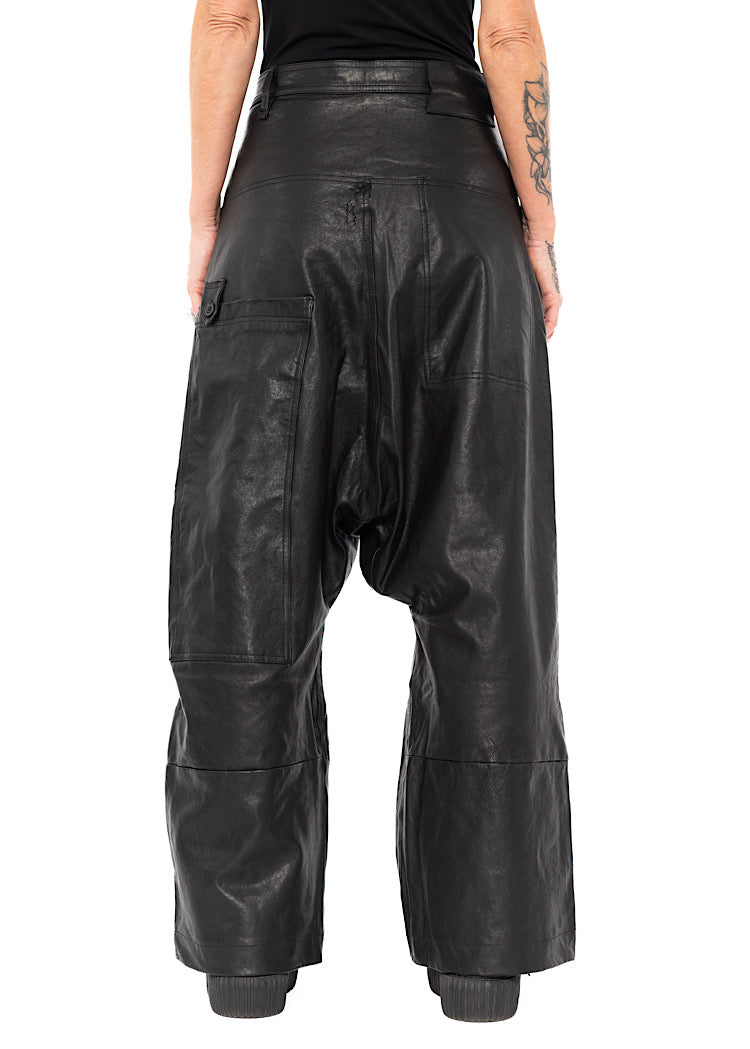 LEATHER DROP-CROTCH TROUSER