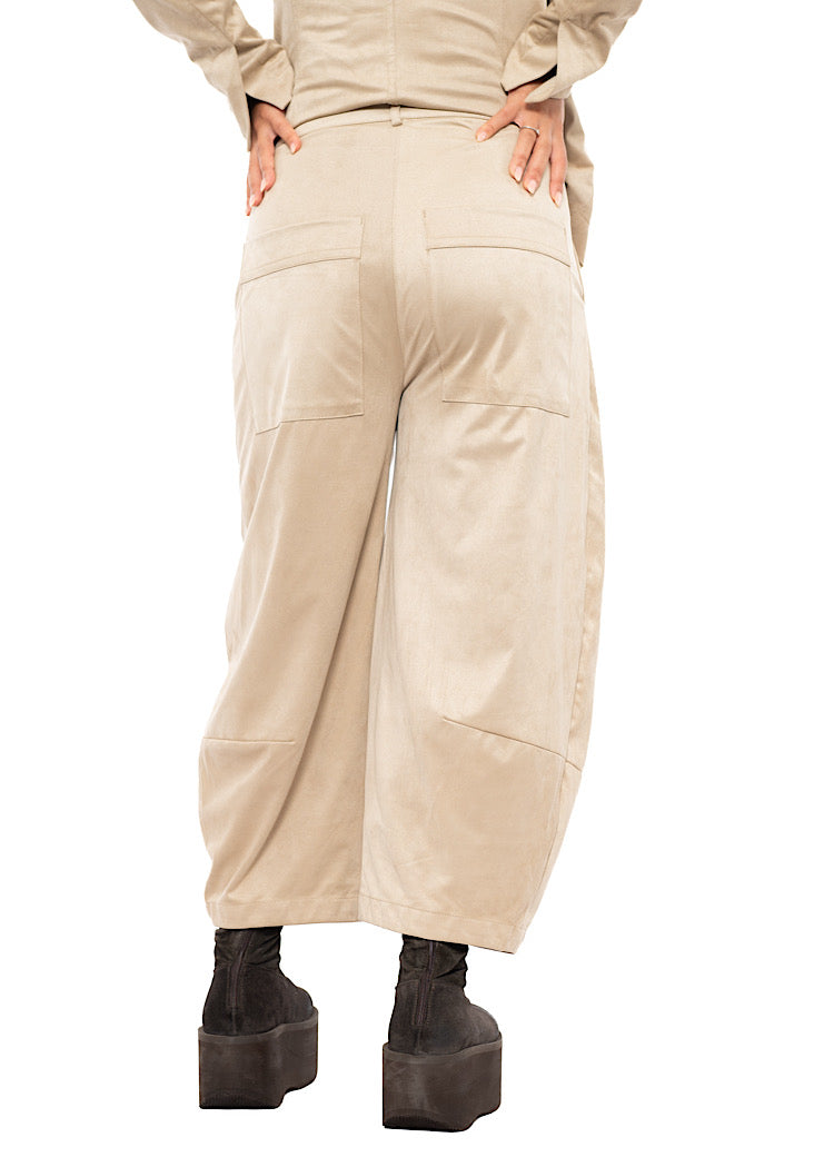 FAUX SUEDE BALLOON TROUSER