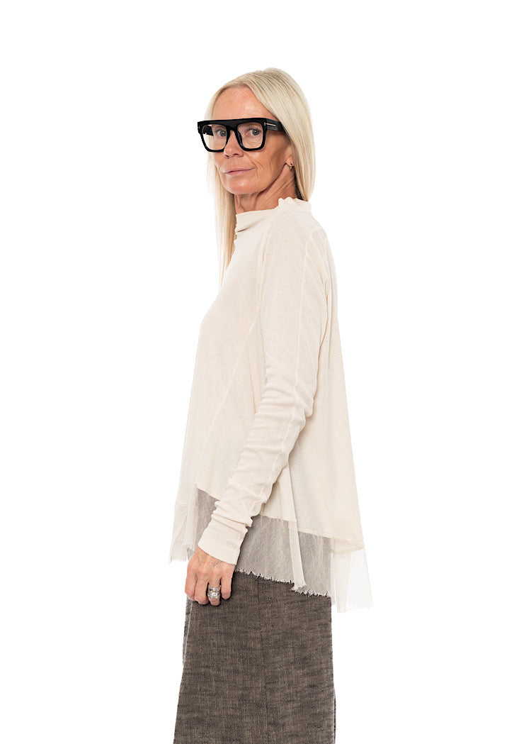 RELAXED NETTED HEM T-SHIRT