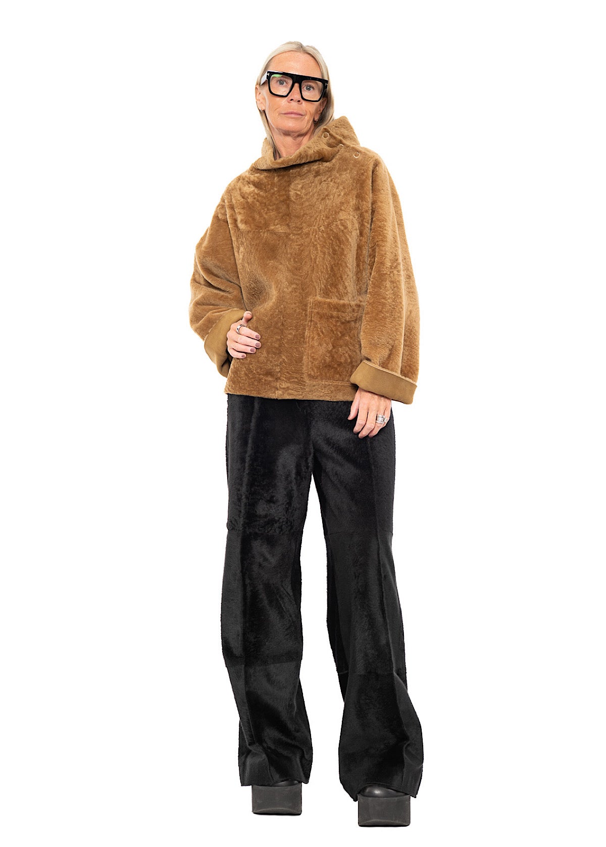 FUR-FINISHED PULLOVER