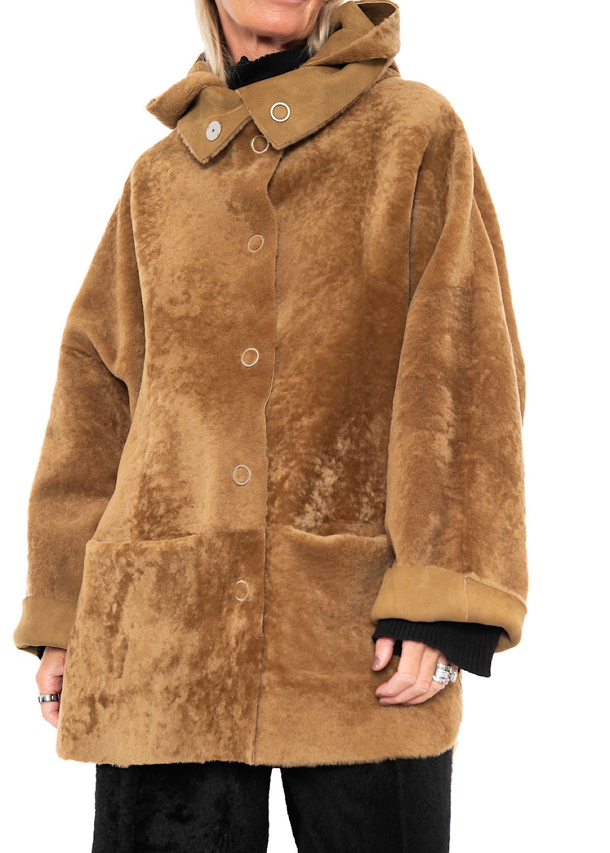 REVERSIBLE FUR HOODED JACKET