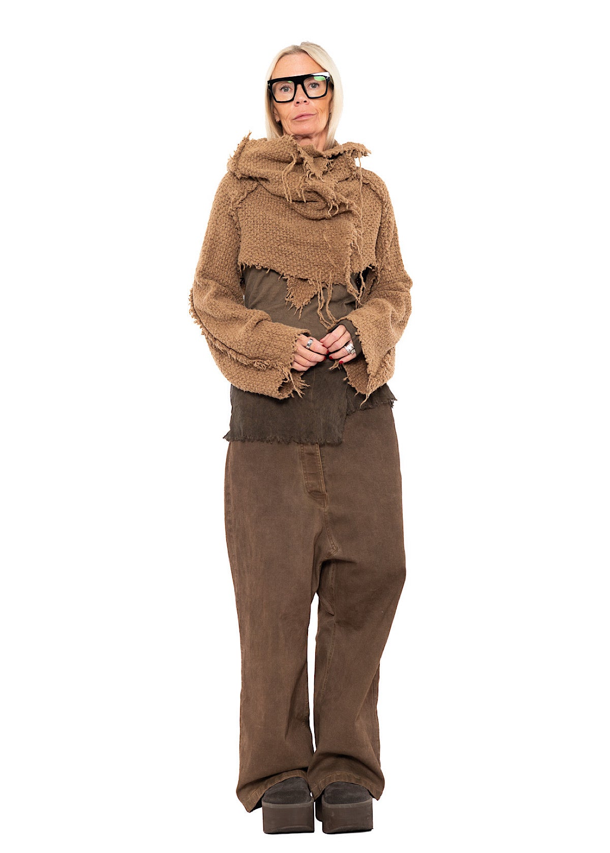 CROPPED TEXTURED SILK KNIT PULLOVER