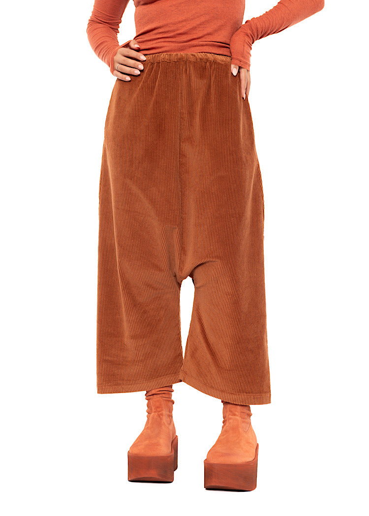 DROP CROTCH STRETCH CORD VELVET TROUSER