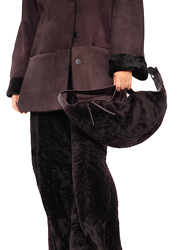 CROSSBODY FUR-FINISHED LEATHER BAG