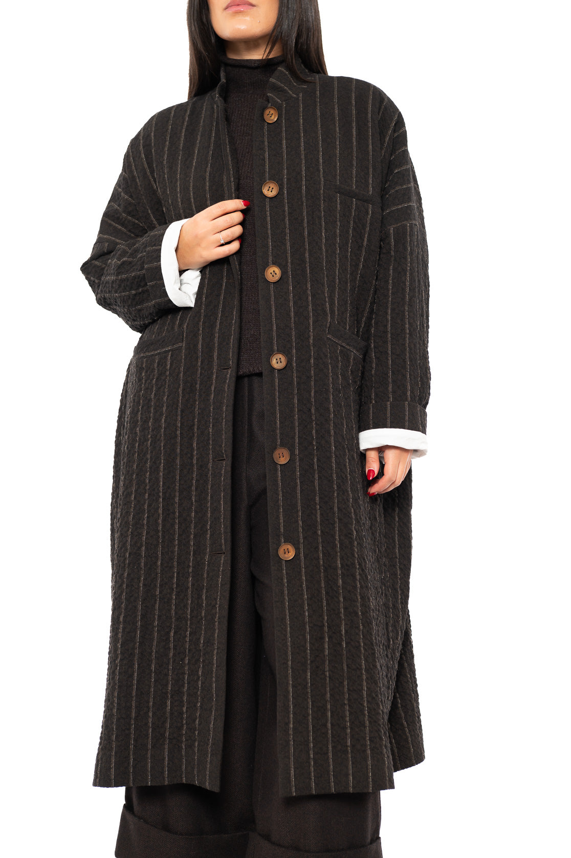 STRIPED WOOL BLEND ISA COAT