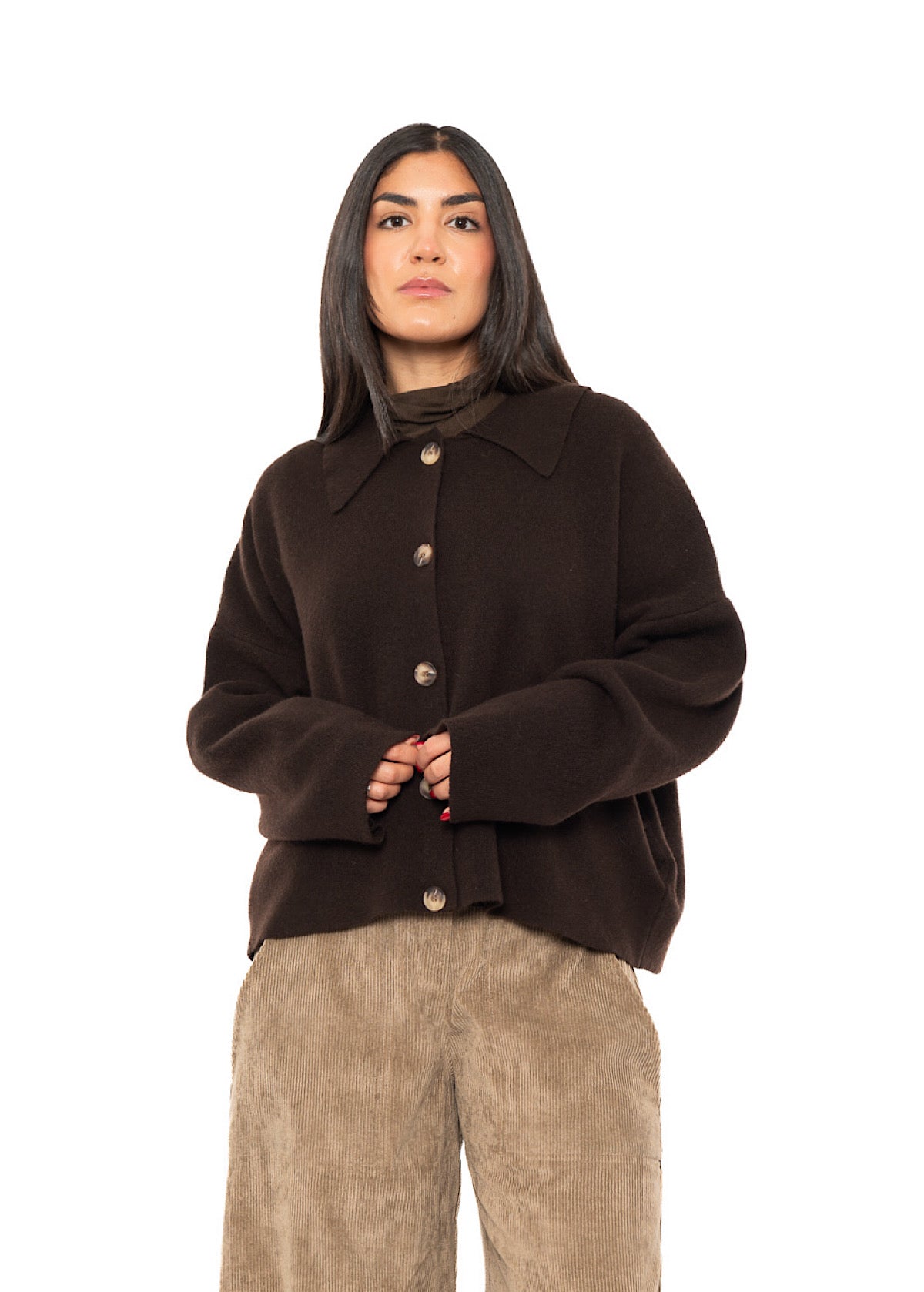 BOXY WOOL-MIX CARDIGAN