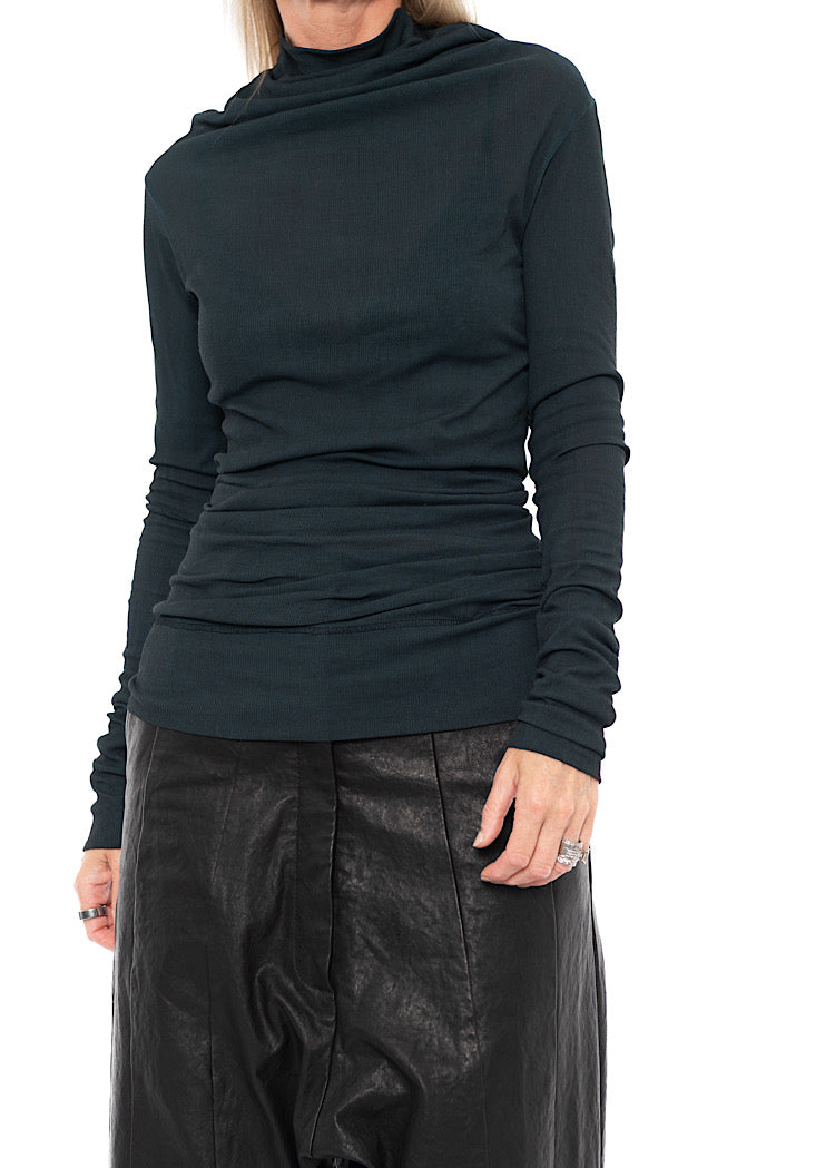 HIGH-NECK RIB JERSEY T-SHIRT