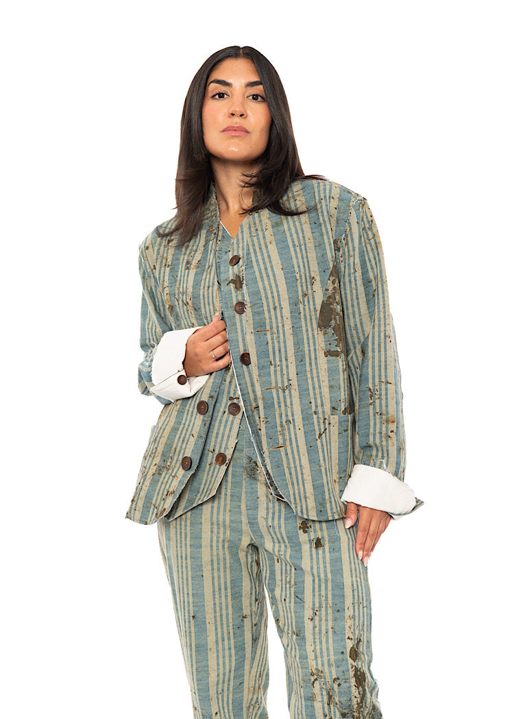 BOXY STRIPED COTTON JACKET