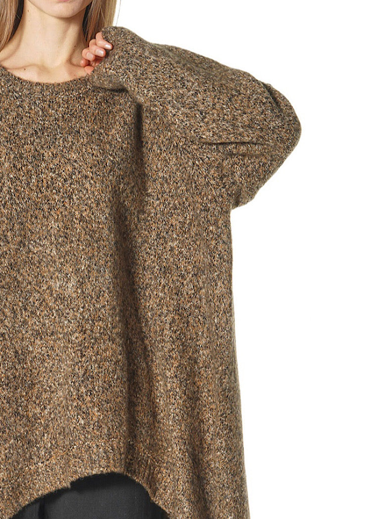 MÉLANGE KNIT ASYMMETRIC PULLOVER