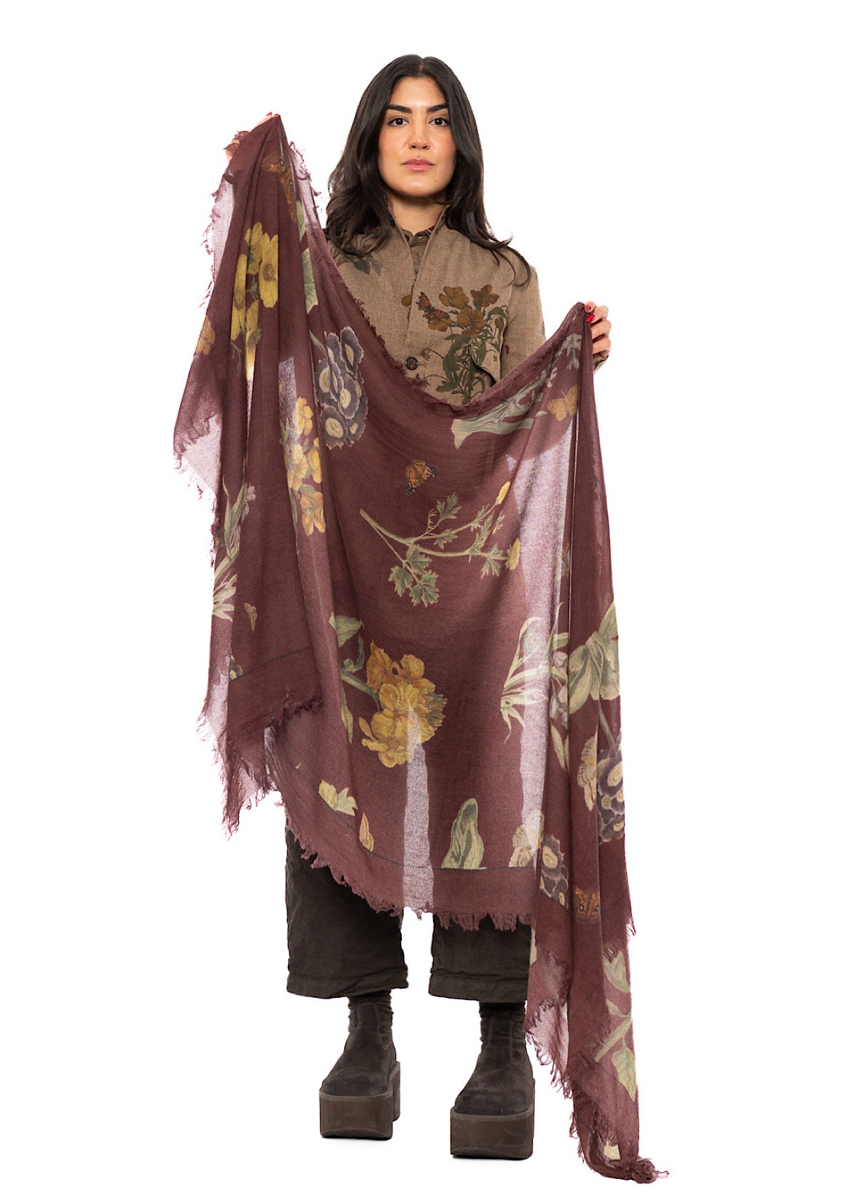BOTANICAL PRINTED CASHMERE SCARF