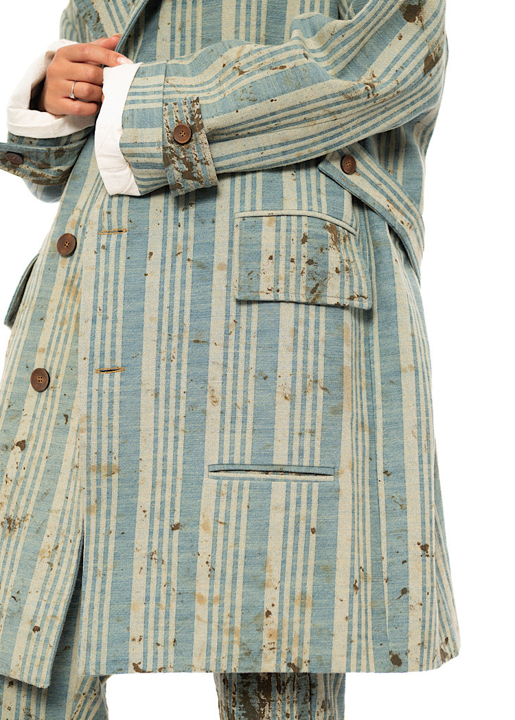 OVERSIZED STRIPED COTTON COAT