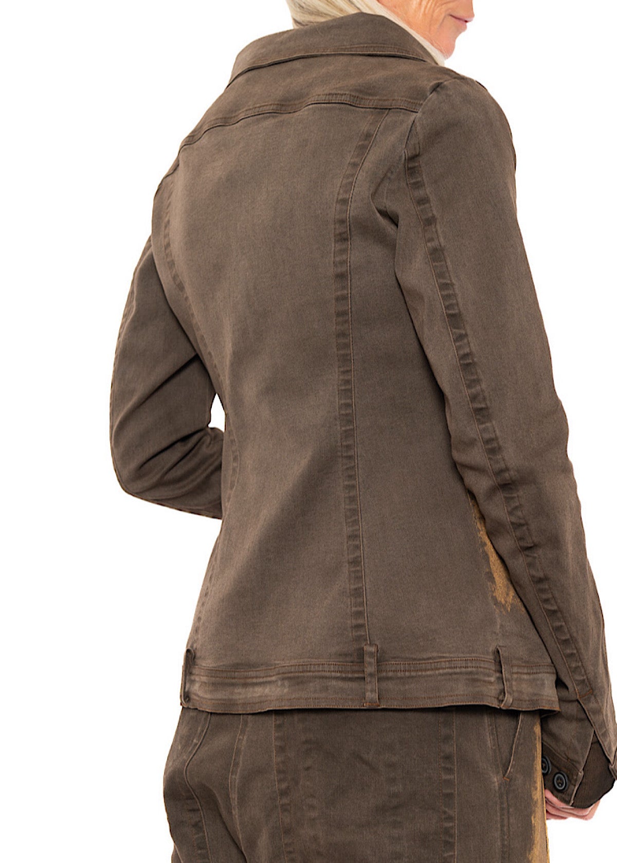 HAND-PAINTED GOLD STRETCH DENIM JACKET