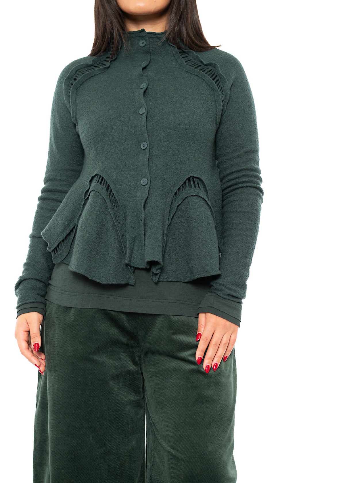 CROPPED BOILED WOOL CARDIGAN