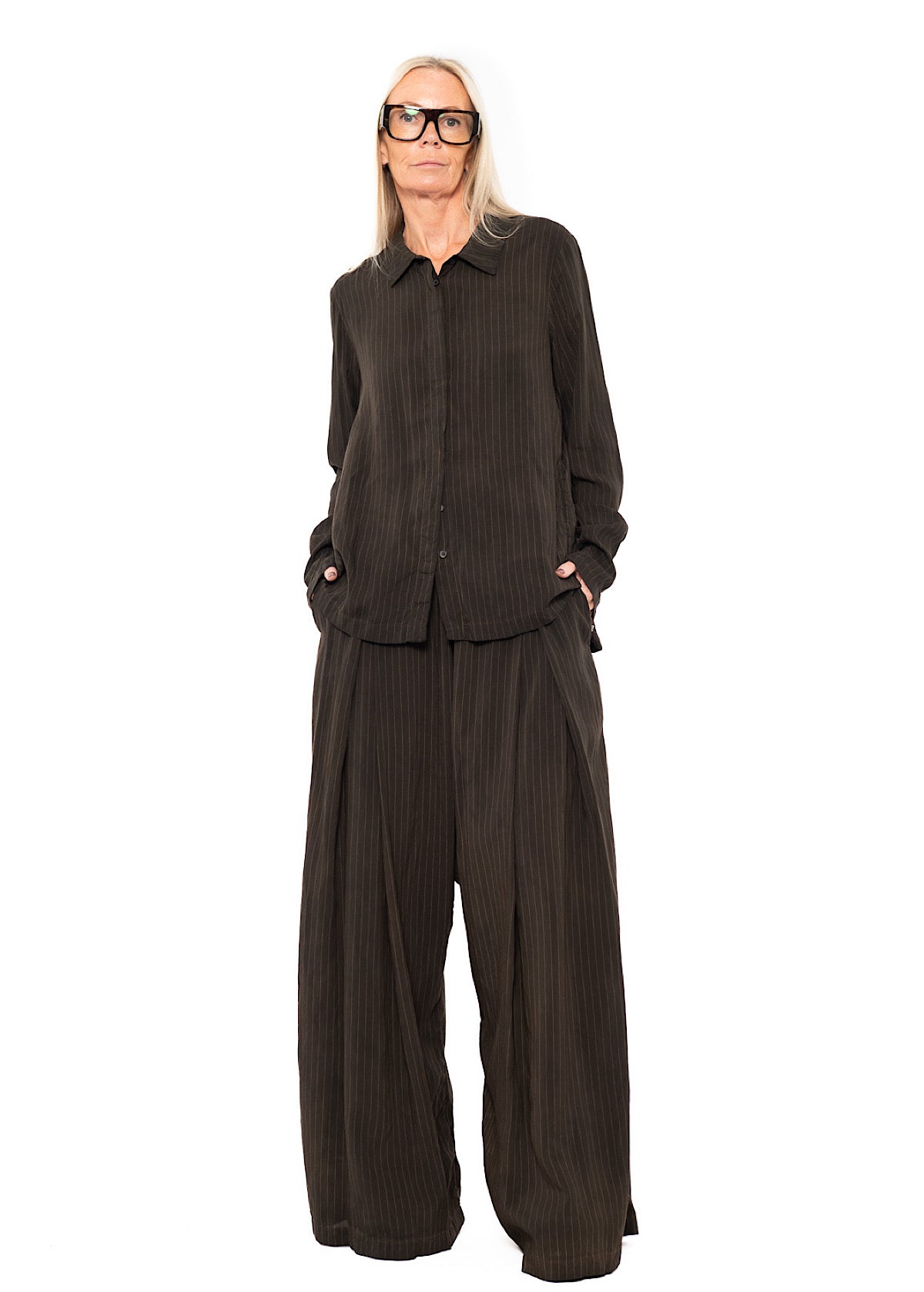 PINSTRIPE VISCOSE-SILK SHIRT