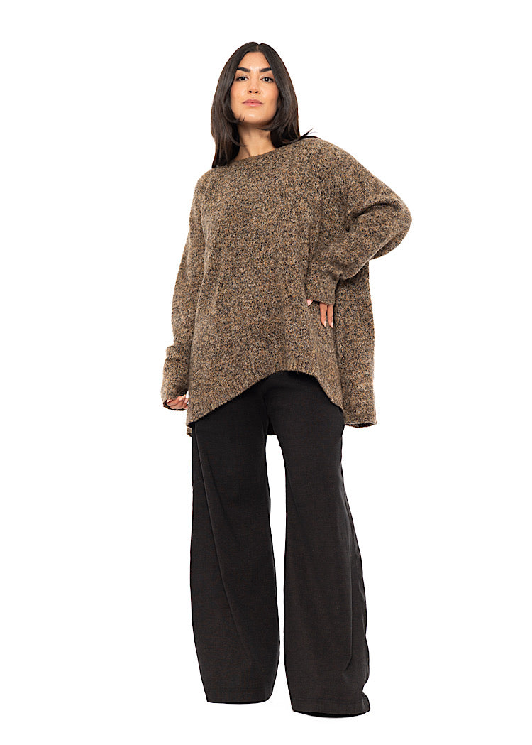 MÉLANGE KNIT ASYMMETRIC PULLOVER