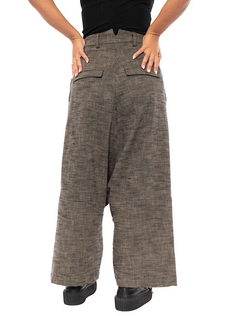 PINSTRIPE DROP CROTCH WOOL TROUSER