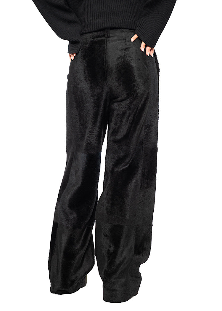 FLARED FUR LEATHER TROUSER