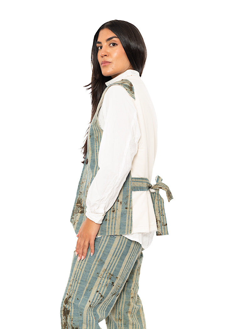 STRAIGHT CUT STRIPED COTTON WAISTCOAT