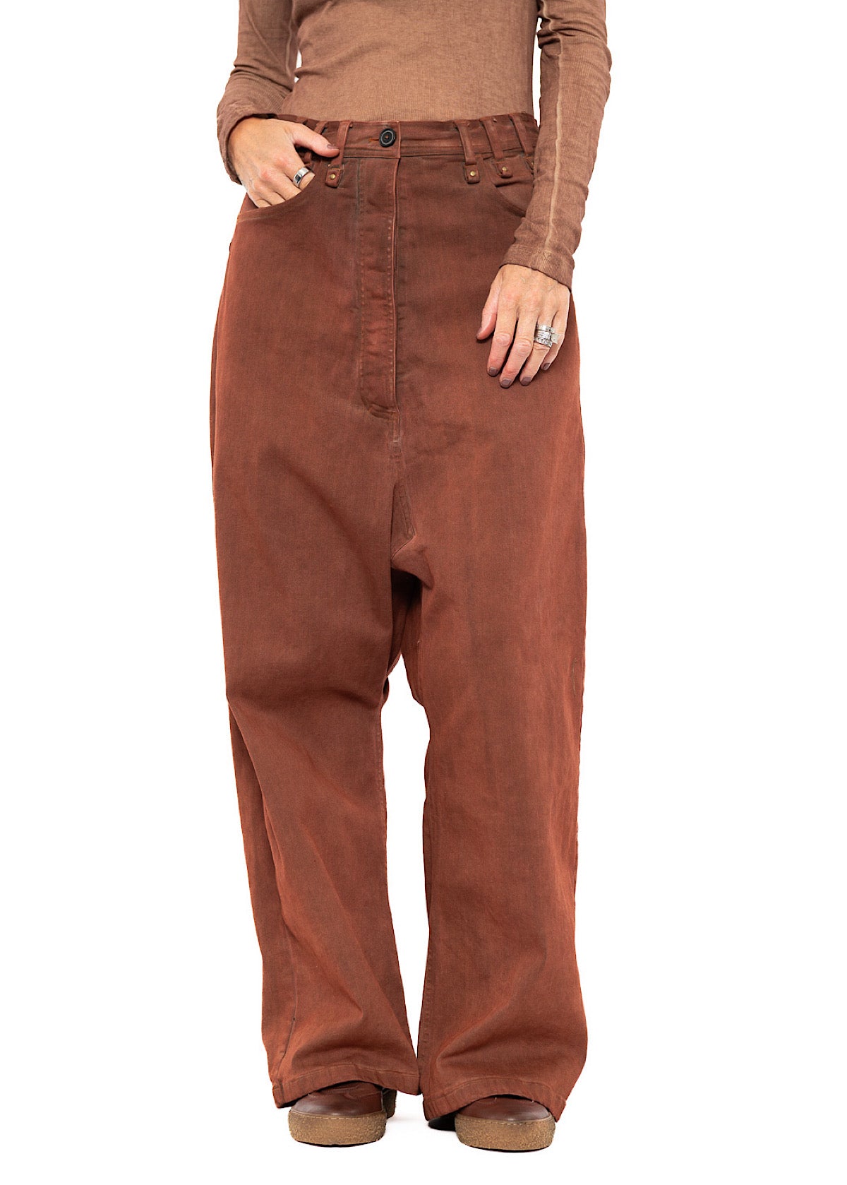 GARMENT-DYED WIDE-LEG DENIM TROUSER