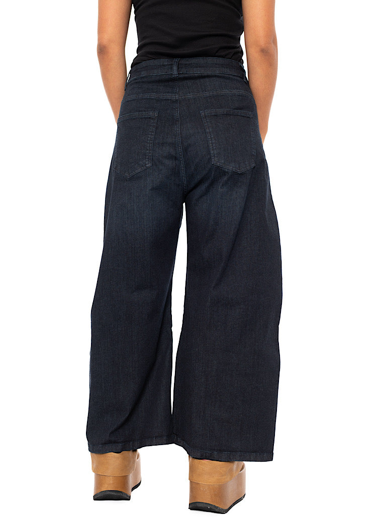 STRETCH HORSESHOE WIDE-LEG TROUSER