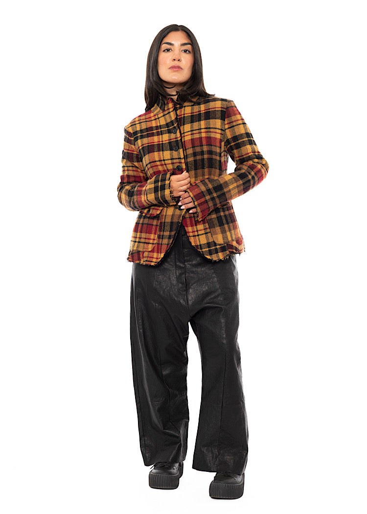 TEXTURED CHECK WOOL BLEND JACKET