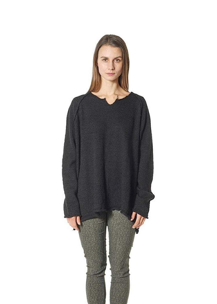 RELAXED BOILED WOOL PULLOVER