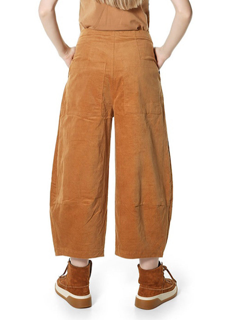 STRETCH-VELVET BALLOON TROUSER *FOREST* (Shown in BRONZE)