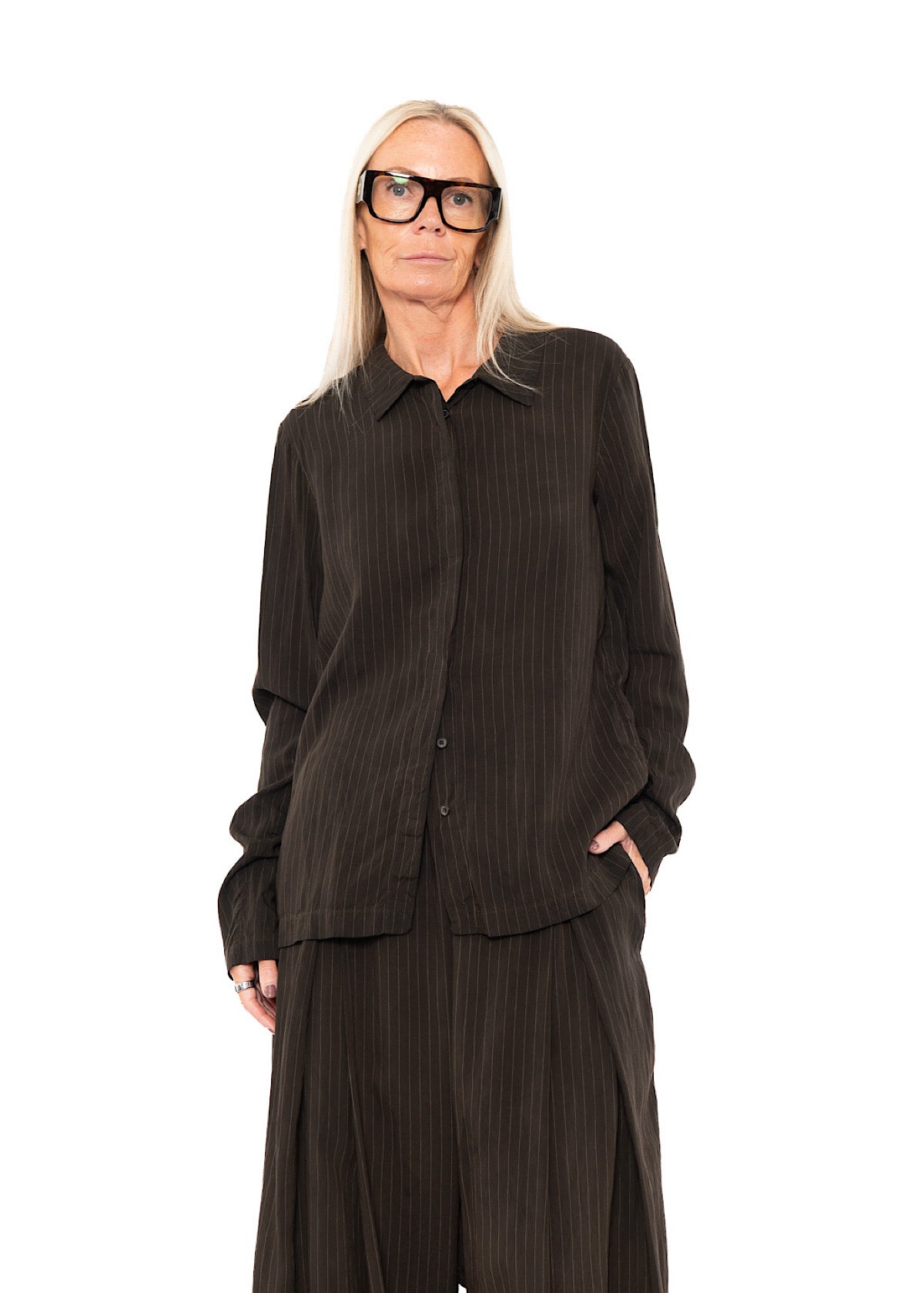 PINSTRIPE VISCOSE-SILK SHIRT