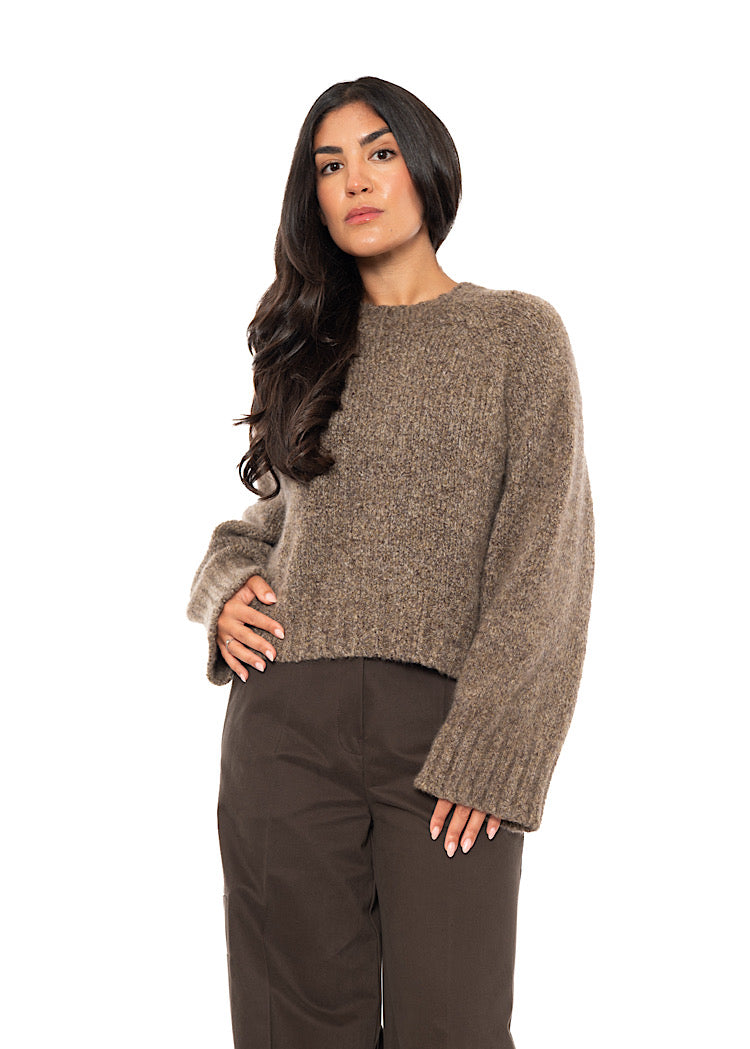 CASHMERE SILK CROPPED LENGTH PULLOVER