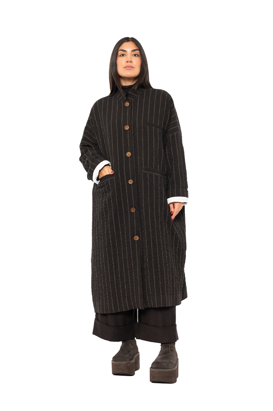 STRIPED WOOL BLEND ISA COAT