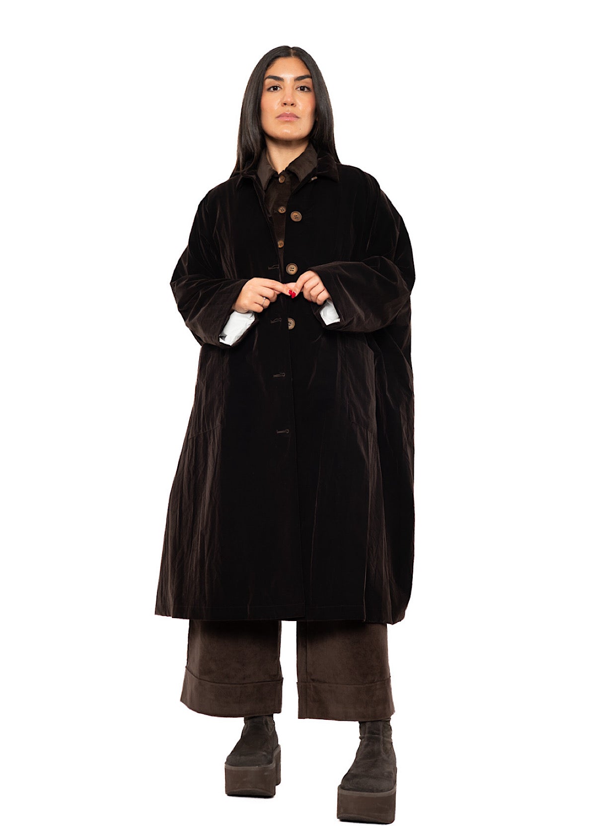 OVERSIZED CRUSHED VELVET CARA COAT