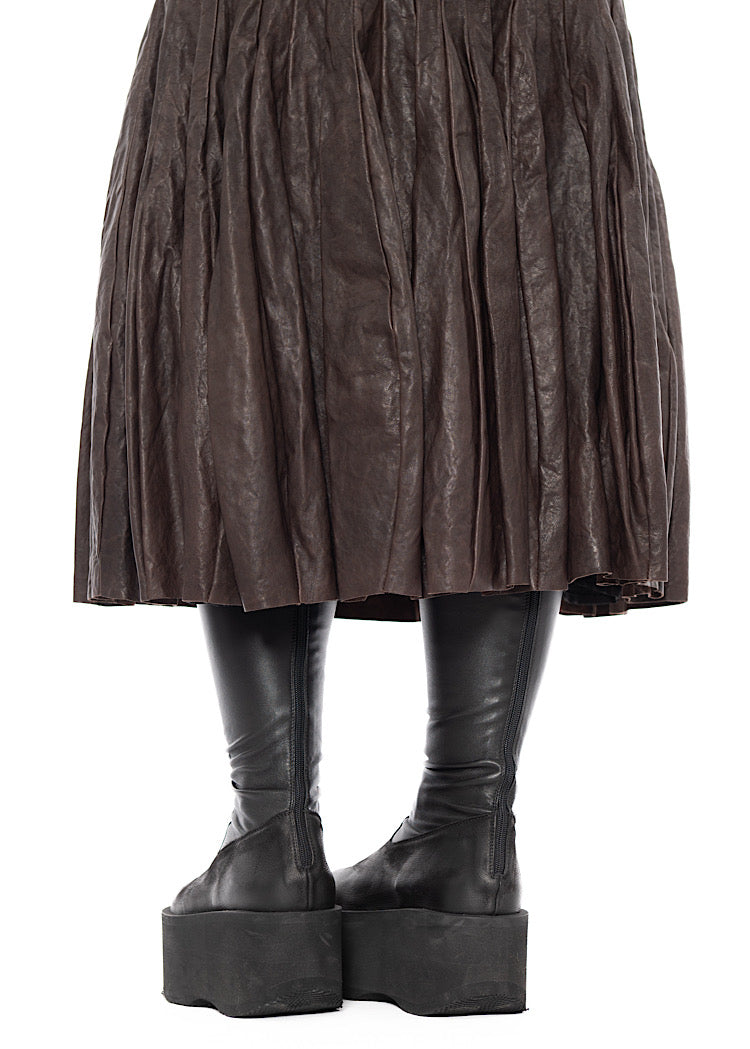 PANELLED LEATHER A-LINE SKIRT