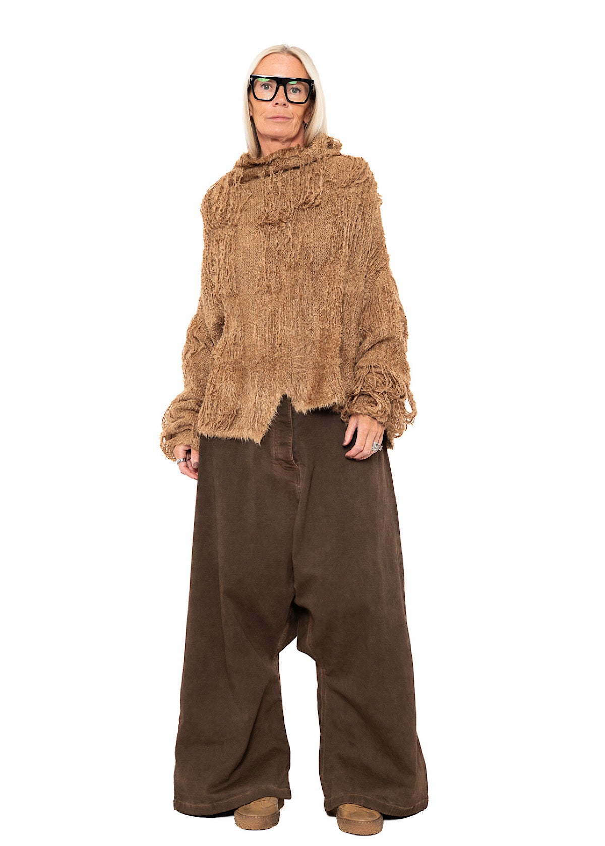 LADDERED SILK KNIT PULLOVER