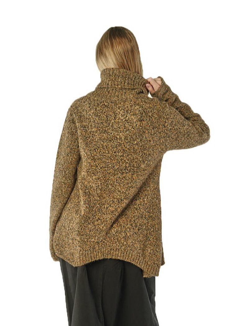 CL FUNNEL NECK MELANGE KNIT PULLOVER