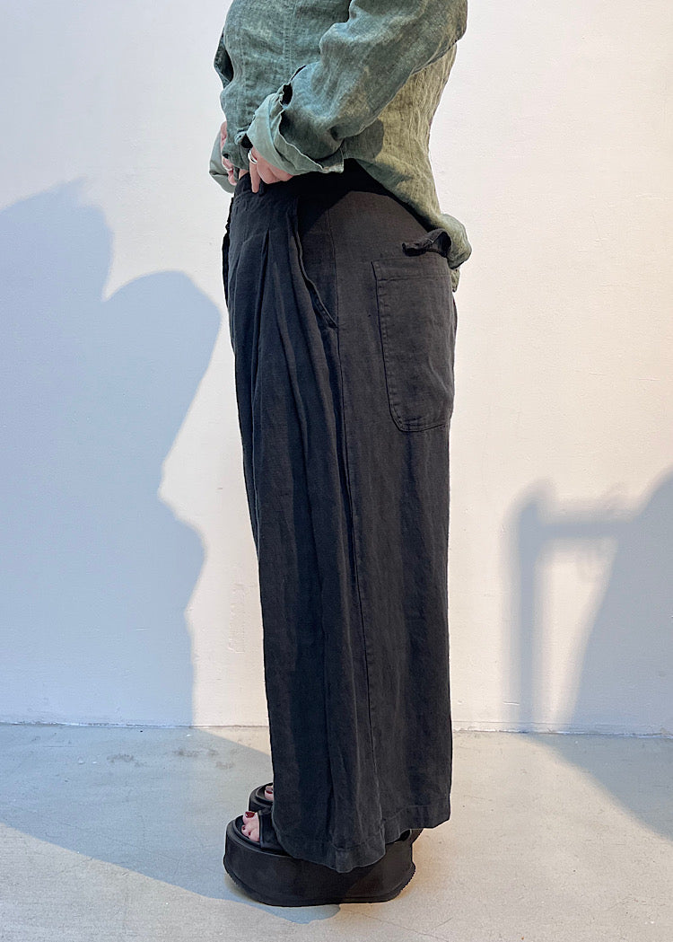 WINTER LINEN WIDE-LEG TROUSER *CRY CLOUD* (Shown in BLACK)