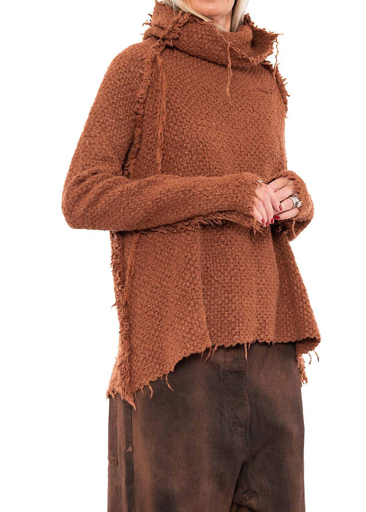 TEXTURED SILK KNIT PULLOVER