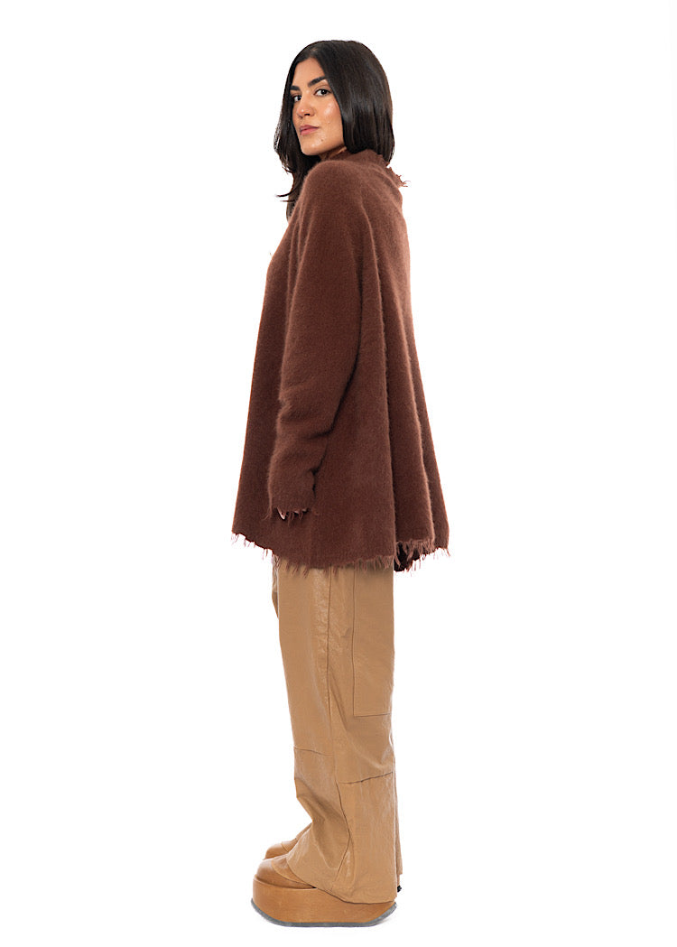 OVERSIZED FOX WOOL SILK KNITTED TUNIC