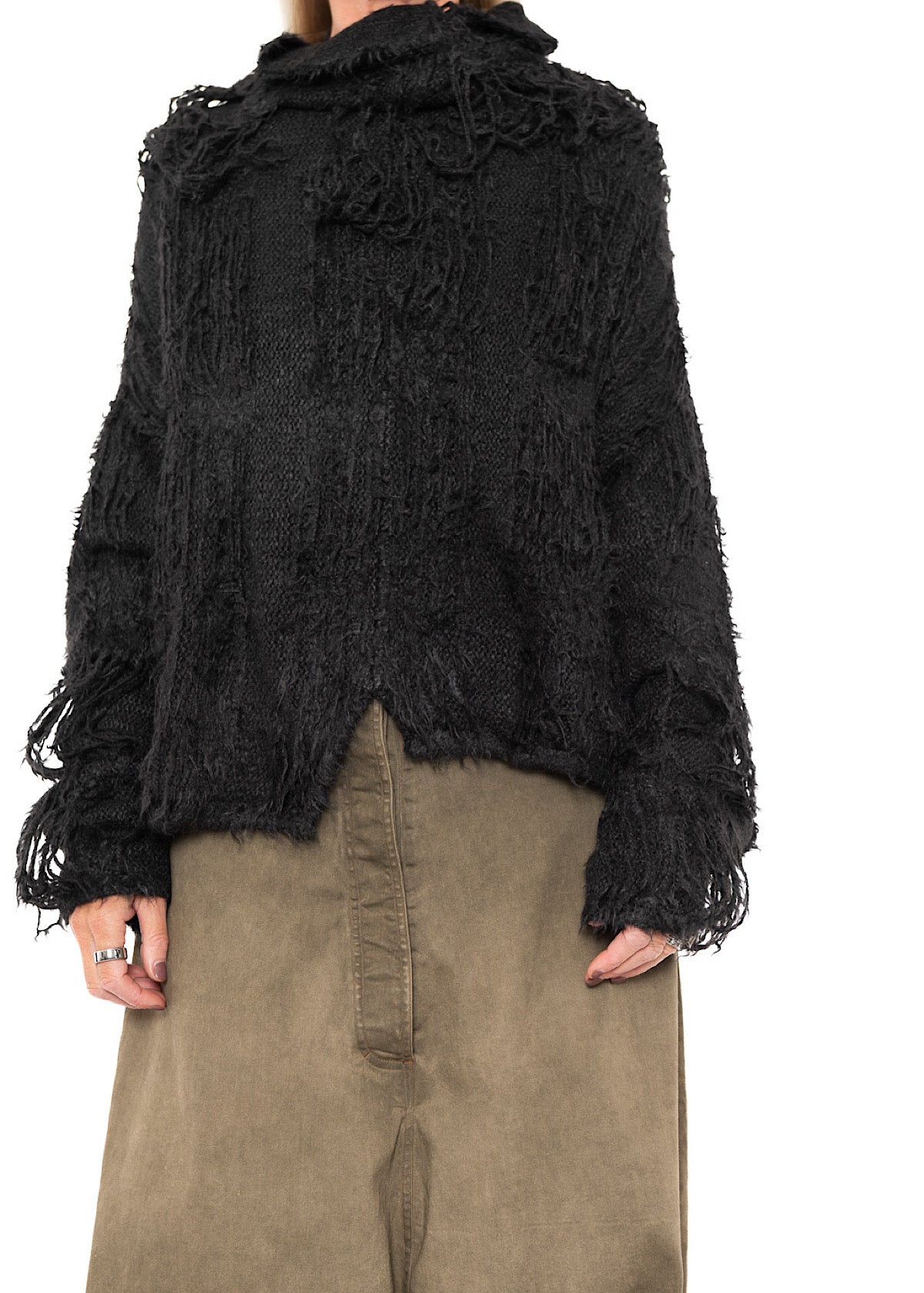 LADDERED SILK KNIT PULLOVER