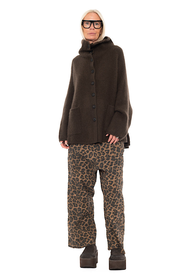 MERINO RACCOON FUNNEL NECK CARDIGAN