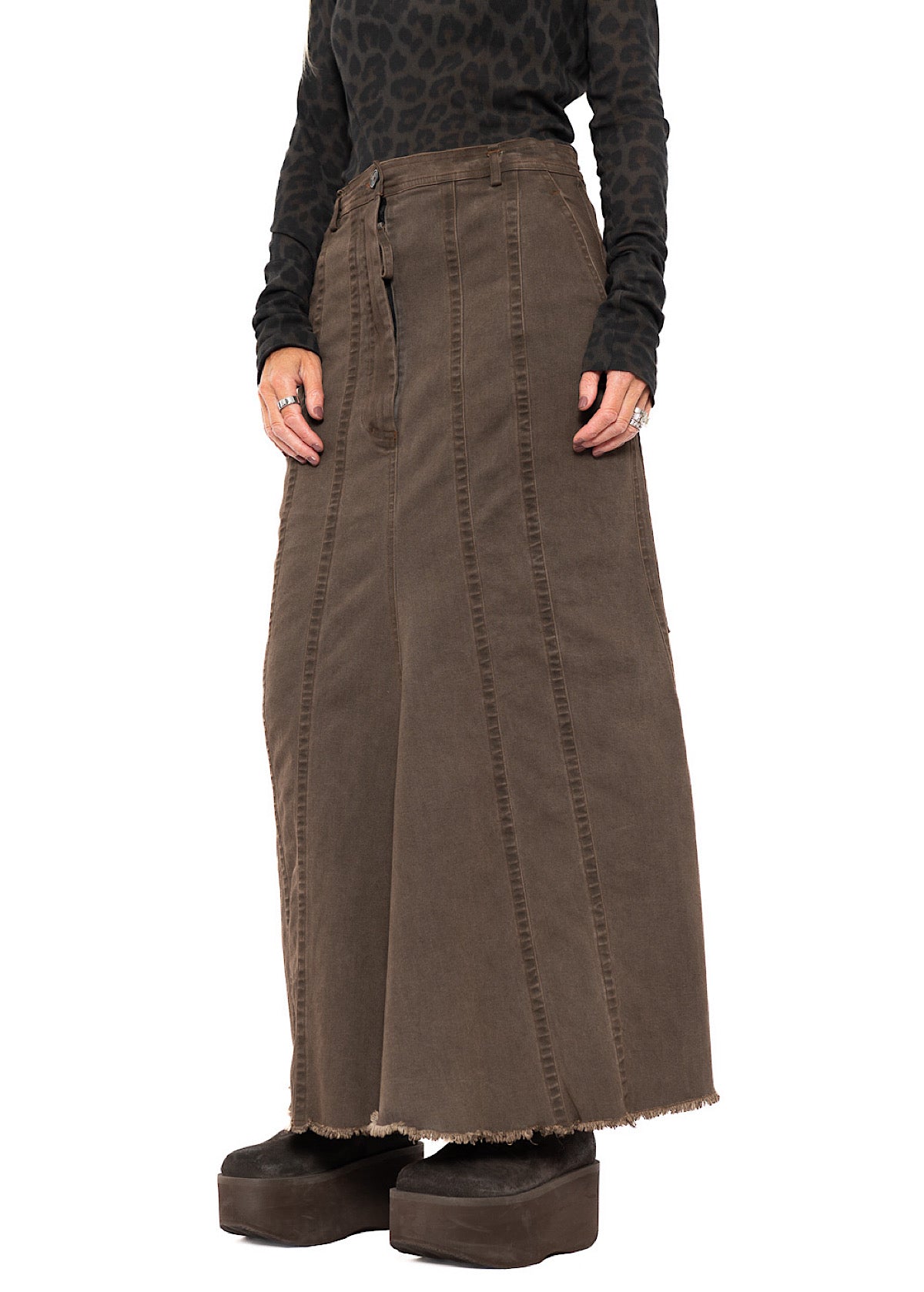 STRETCH DENIM MAXI SKIRT