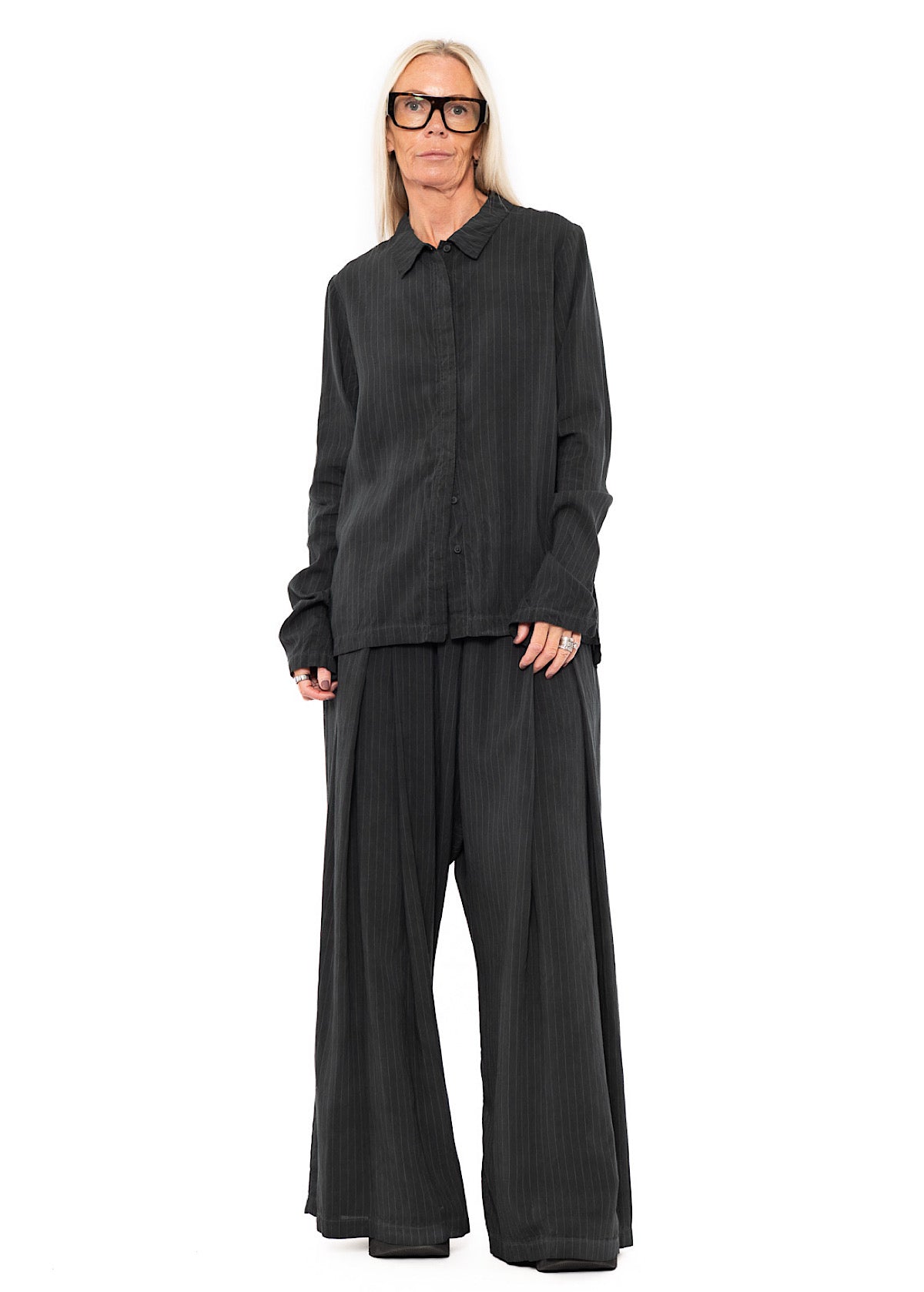 PINSTRIPE VISCOSE-SILK SHIRT