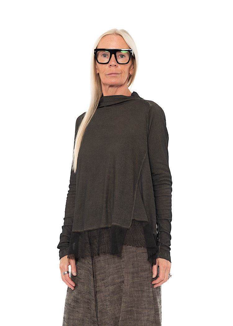 RELAXED NETTED HEM T-SHIRT