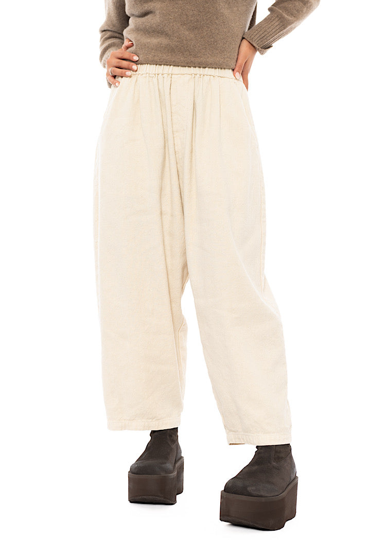 BRUSHED COTTON-LINEN BALLOON TROUSER